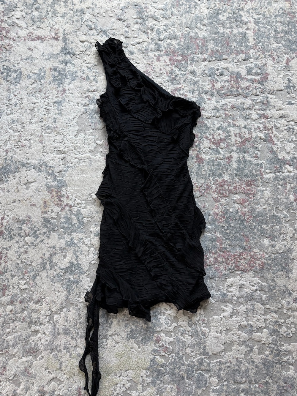Zara Black One-Shoulder Ruffle Dress